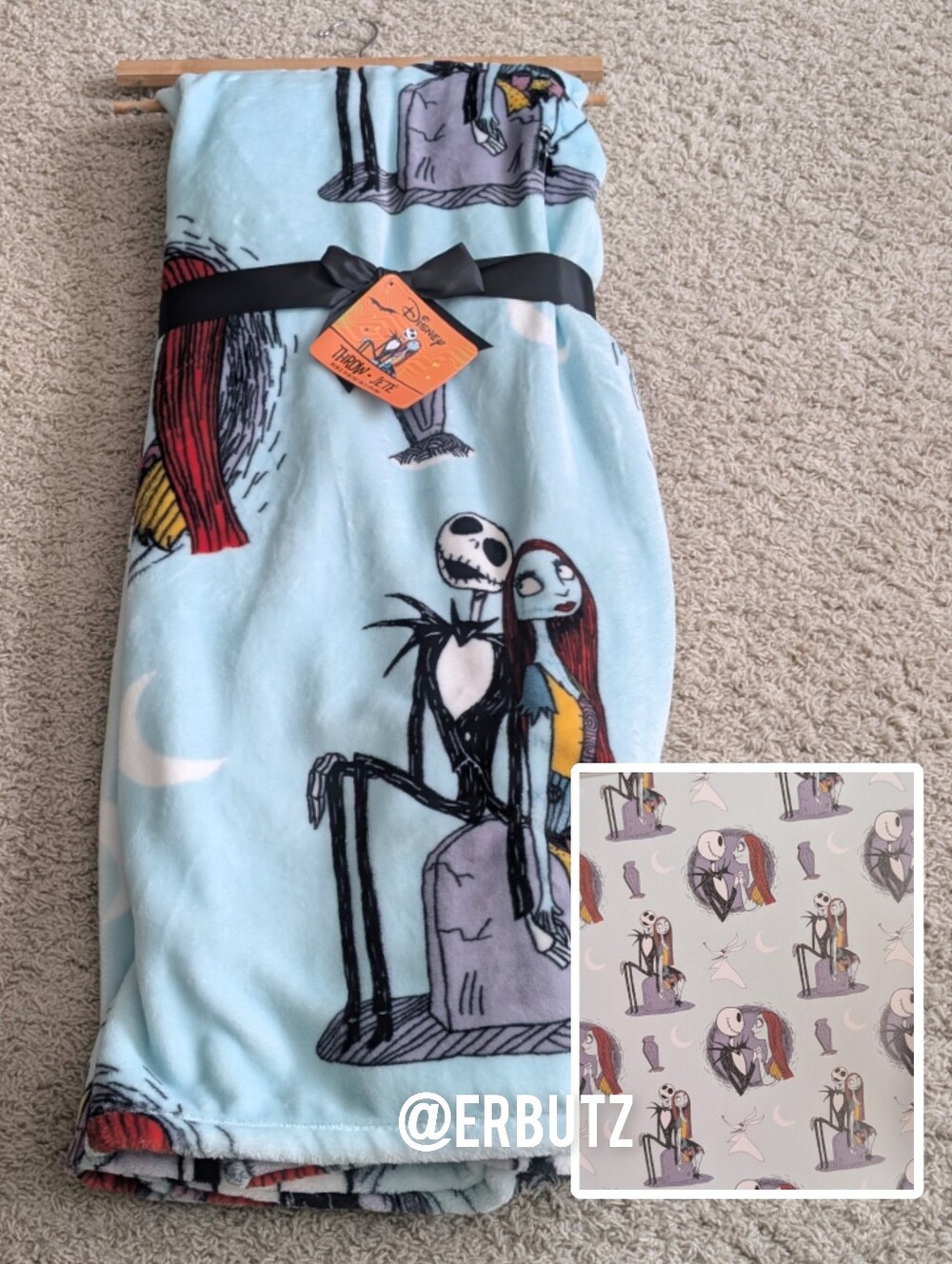 Disney Tim Burton Nightmare Before Christmas Jack & Sally Oversized Plush Throw